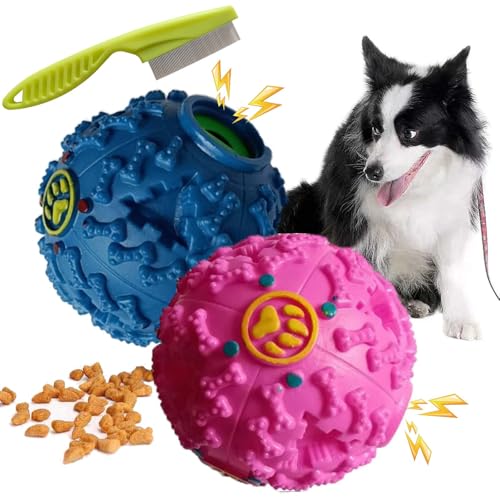 Syeefula Pawcia Giggle Ball, Pawcia Giggle Sound Dog Ball, Giggle Sound Dog Toy, Giggle Ball, Pawcia Dog Ball, Dog Feeder Toy Interactive Game for Dogs Fill with Food Dogs Food Dispenser (M,2PCS-C) von Syeefula