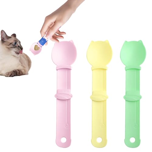 Syengery Squeeze Cat Strip Löffel, Cat Treat Spoon Squeeze | Leckerli-Fütterungs-Quetschlöffel - Praktischer Leckerli-Spender für Haustiere, antihaftbeschichtetes Katzen-Küchenzubehör für Liebhaber, von Syengery