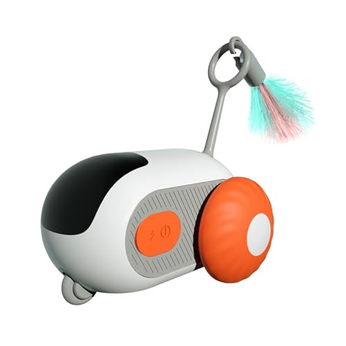 Katzenspielzeug, Katzenspielzeug Elektrisch mit Federn, Spielzeugset aus Silikon, Ferngesteuert Katzenspielzeug11,5 * 9 * 4,5cm, USB Wiederaufladbarer, für Indoor Haustier Katzen Hunde (orange) von Syfunlv