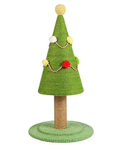 Katzenklettergerüst, 58,4 cm hoch Weihnachtsbaum Natursisal Katzenkratzbaum, Verschleißfest Kratzfest Katzenspielzeug Katzenkratzbrett, Geeignet für erwachsene Katzen und Kätzchen von Syholon