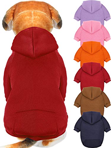 6 Stück Hund Hoodie Hund Kleidung Pullover mit Hut, Haustier Winter Kleidung Warme Hoodies Mantel Pullover für kleine Hunde Chihuahua (L) von Syhood