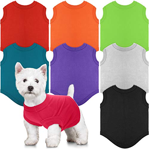 8 Stücke Hunde Hemde Haustier Hündchen Leer Kleidung Hund Sommer T-Shirt Weich Atmungsaktiv Hund Einfach Hemden Baumwolle Hündchen Kleider Outfit für Hunde Katzen Welpen Haustier (M) von Syhood