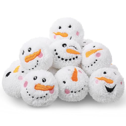 Syhood 16-teiliges Weihnachts-PET Schneeball-Spaß-Set Plüsch-Schneemänner-Bälle kleine Schneebälle für Kämpfe drinnen und draußen gefülltes Hundespielzeug für Haustiere drinnen und draußen von Syhood