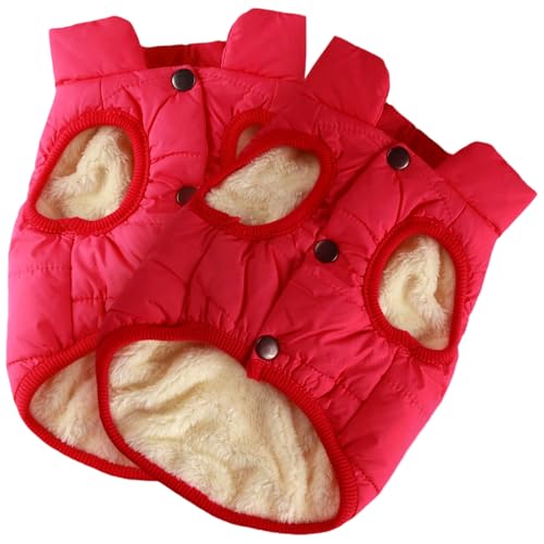 Syhood Hundejacke, 2-lagig, mit Fleece gefüttert, warm, weich, winddicht, für den Winter und kaltes Wetter, Rot, Rosa, Größe L, 2 Stück von Syhood