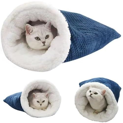 Katzenschlafsack Winter Outdoor, Weiches Katzenbett Höhle Winter 360° Warmer Schlafsack Plüsch Komfort, Katzensack Selbstwarmes Katzenbett für Indoor Katzen und Kleine Hunde von Syiiod