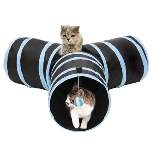 Faltbarer Katzentunnel mit 3 Ausgängen, mit Ball zum Aufhängen, für Haustiere von Syitnste