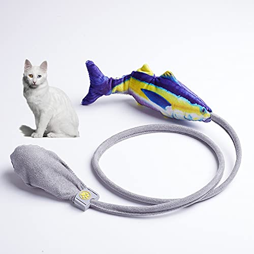 Syitnste Kreatives lustiges Katzenspielzeug Simulation Fisch Katzenspielzeug Interaktives Plüsch Airbag Spielzeug Haustiere Tumbler Leckage Futterball von Syitnste