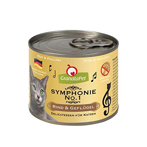 GranataPet Symphonie No. 1 Rind & Geflügel, Katzenfutter ohne Getreide & Zuckerzusätze, Filet in natürlichem Gelee, delikates Nassfutter für Katzen, 6 x 200 g von GranataPet