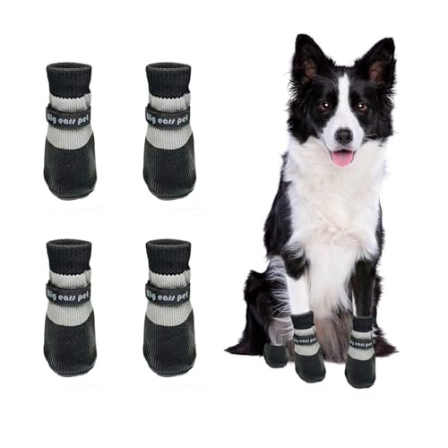 Anti-Rutsch Pfotenschutz für Hunde, 4 Stück Anti Rutsch Socken, Rubber Bottom Hundeschuhe für den Innenbereich auf Hartholzböden (Schwarz, S (＜3kg)) von Symphonyw