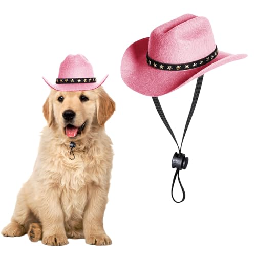 Cowboyhut für Hunde, Verstellbarer Welpe Hut Hund Katze Kostüm Cosplay Kappe, Haustier Hut für klein Hund Katze Urlaub Haustier Party Dekoration (Rosa) von Symphonyw