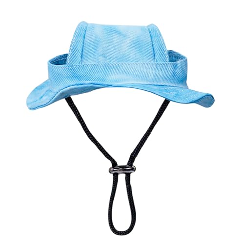 Hund Hundemütze, Sommer Sonnenschutz Hut mit Ohrlöchern, Verstellbaren Streifen Sommer Haustierhüte für kleine Hunde Welpen Katzen (Blau, L) von Symphonyw