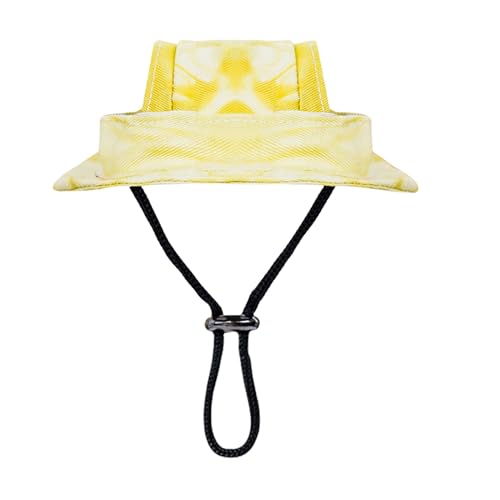 Hund Hundemütze, Sommer Sonnenschutz Hut mit Ohrlöchern, Verstellbaren Streifen Sommer Haustierhüte für kleine Hunde Welpen Katzen (Gelb, L) von Symphonyw