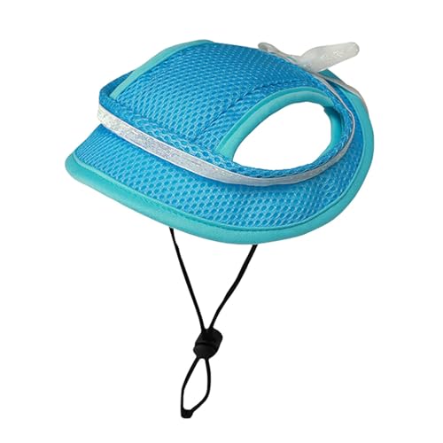 Hund Sonnenschutz Mütze, Verstellbare Hundemütze mit Ohrlöchern, Haustiere Sommer Outdoor Hundecap für Welpen Haustier (Blue, M) von Symphonyw