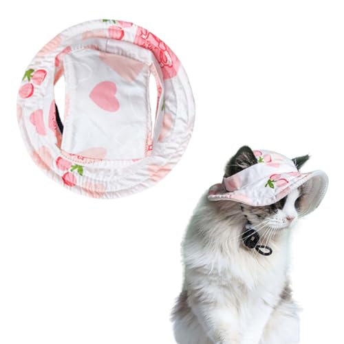 Hunde Baseballmütze, Sommer Sonnenschutz Hut mit Ohrlöchern, Pet Runde Krempe Hund Visier Hut für Kleine Hunde, Welpen, Katzen (Rosa, M) von Symphonyw