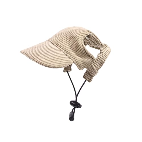 Hunde Baseballmütze, Verstellbar Sommer Sonnenschutz Hut Sonnenhüte mit Ohrlöchern, Haustier Sommer Hut für Welpen Hunde Mütze (Khaki, L) von Symphonyw