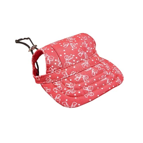 Hunde Sonnenhüte mit Ohrlöchern, Verstellbar Haustier Baseball Mütze, Outdoor Hundecap Sonnenschutzkappen für Haustier Hunde Welpen (Rot, L) von Symphonyw