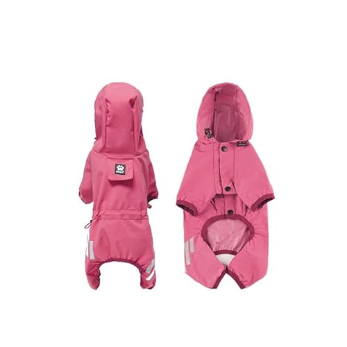 Leichter Hunderegenmantel, verstellbare reflektierende Hunderegenjacke mit Leinenloch, wasserdichter Hunderegenmantel für kleine mittlere Hunde Welpen (Rosa, 2XL) von Symphonyw