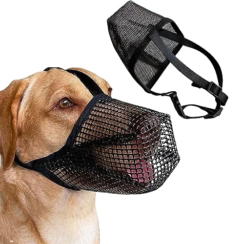 Maulkorb für Hunde, Atmungsaktiver Hundemaulkorb mit Riemen, Verstellbarer Mesh Hundemaulkorb Kleine Mittlere und Große Hunde Verhindert Das Beißen, Kauen Und Bellen (Schwarz, XL) von Symphonyw