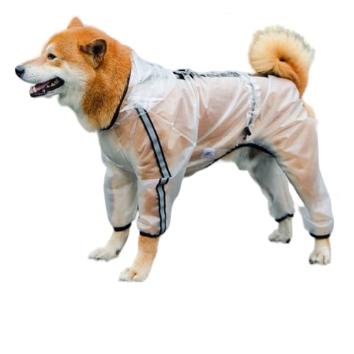 Regenmantel Hund, wasserdichte Hunderegenmantel mit Kapuze, Transparenter Hunderegenmantel für Kleine Mittelgroße Hunde (L) von Symphonyw