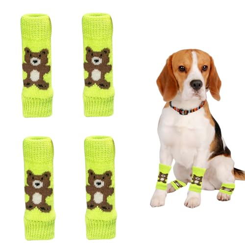 Symphonyw Hunde Ellbogenschutz, 4 Stück Beinwärmer Gestrickte Winter Warme Haustier Bein Hock Protektoren, Elastische Hundebeinsocken für Kätzchen Welpen kleine mittelgroße Hunde (Grün, L) von Symphonyw