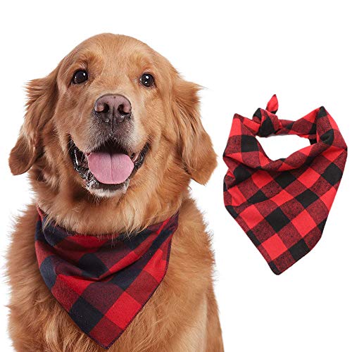 Symphonyw Hundehalstuch, Baumwolle, verstellbar, klassisch, kariert, Dreieckstuch für mittelgroße Hunde und Katzen (rot) von Symphonyw