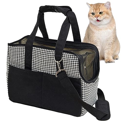 Sysdisen Kleine Hundetasche, Baumwoll-Canvas-Hunde-Reisetasche, Tragetasche, Atmungsaktive Haustier-Tragetasche, tragbare Haustier-Reisetrage-Umhängetasche für Kaninchenkätzchen von Sysdisen