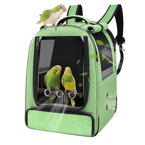 Sysmashing Vogel-Rucksack, Reisekäfig-Rucksack mit Tablett und Stehstange, Futtertank, wasserdichte Unterlage, für Sittiche, Hornvögel, Lovebirds, kleine und mittelgroße Vögel von Sysmashing