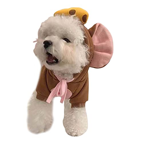 Hund Winter Pullover Katze Warme Kleidung, Haustier Hoodie Maus Aussehen Dress-up zweibein Haustier Hunde Katzen Kapuzenpullover Sweatshirt Kostüm für Katzen oder Hunde in der kalten Jahreszeit - Braun S von Sytaun