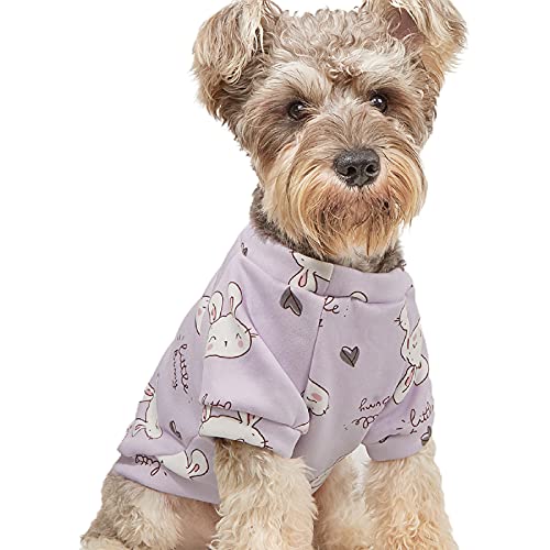 Hunde Winter Pullover Katze Warme Kleidung Kaninchen-Print Foreleg Hund Pullover Dehnbar O-Neck Warm Haustier Katzen Kleidung für Katzen oder Hunde in der kalten Jahreszeit - Hellviolett XL von Sytaun