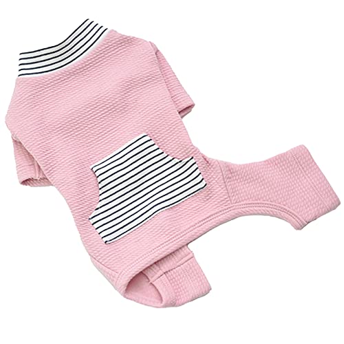 Hunde-Winterpullover, Katze, warme Kleidung, Haustier-Body, gestreifte Tasche, bequeme Baumwolle, entzückend, Kätzchen, Welpen, Katzen, Jumpsuit, Kleidung, Haustierbedarf in der kalten Jahreszeit, Rosa XL von Sytaun