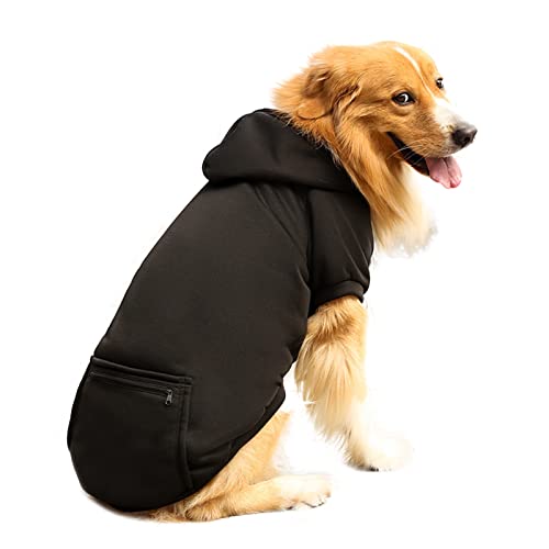 Hunde-Winterpullover für Katzen, warme Kleidung, Hunde-Kapuzenpullover, bequeme Passform, Gesäßtasche, warmes Outdoor-Hunde-Sweatshirt mit Kordelzug, Haustierbedarf in der kalten Jahreszeit, Schwarz 5XL von Sytaun