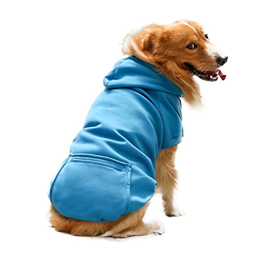 Hunde-Winterpullover für Katzen, warme Kleidung, Hunde-Kapuzenpullover, bequeme Passform, Gesäßtasche, warmes Outdoor-Hunde-Sweatshirt mit Kordelzug, Haustierbedarf in der kalten Jahreszeit – Blau 5XL von Sytaun