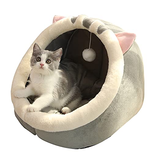 Selbstwärmendes Hundebett Katzenbett, Katzenbett Weiches süßes kleines Katzenbett Warmer Haustierkorb Kätzchenliege Kissen Indoor Schlafbett für Hunde und Katzen - Grau L von Sytaun