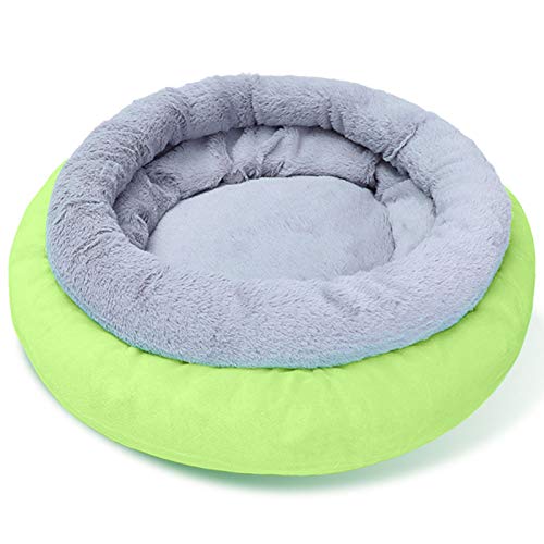 Selbstwärmendes Hundebett Katzenbett, Katzenklo Runde Katzentoilette Pad Kleine Hunde Winter Isomatte Anti-Rutsch Cattery Pet Supply Indoor Schlafbett für Hunde und Katzen - Grün L von Sytaun