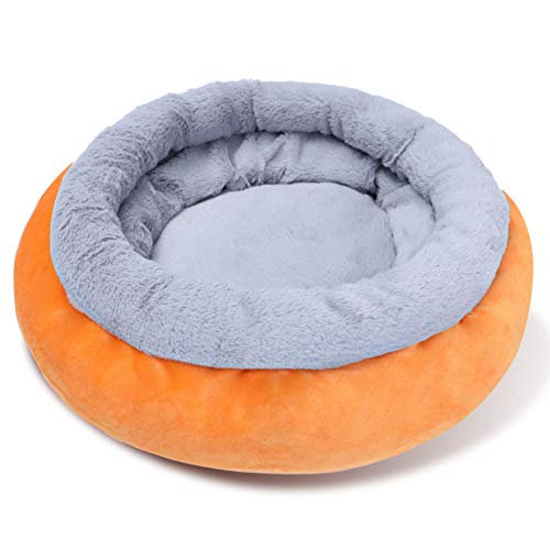 Selbstwärmendes Hundebett Katzenbett, Katzenklo Runde Katzentoilette Pad Kleine Hunde Winter Isomatte Anti-Rutsch Cattery Pet Supply Indoor Schlafbett für Hunde und Katzen - Orange L von Sytaun