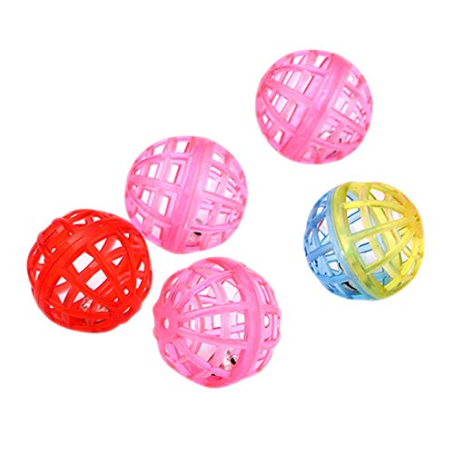 Sytaun 5 Stück Haustier Katze Kätzchen Glocke Spaß Spiele Aushöhlen Ball Scratch Spielen Interaktiv Zufällige Farbe 5pcs von Sytaun