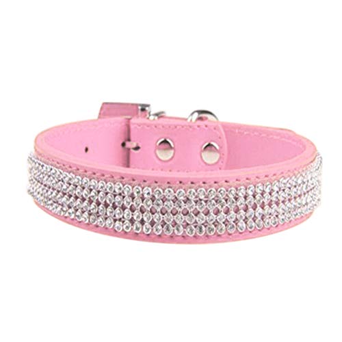 Sytaun Bling Strass Haustier Welpen Katze Kunstleder Halsband Band Hunde Halsband Rosa L. von Sytaun