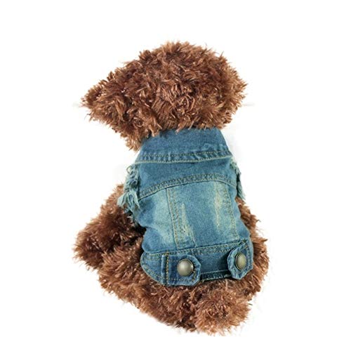 Sytaun Hunde welpe Blue Cowboy Jean Jeans Weste Mantel Jacke Kleidung Outfits Haustier Blau Xs. von Sytaun