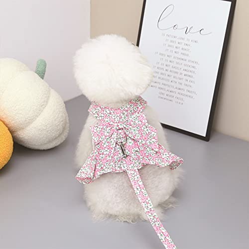 Sytaun Hundekleid Weiche Textur Bunte Spleißen Mode Bowknot Blumendruck Welpenkleid Geschirr für Draußen Rosa 2 von Sytaun