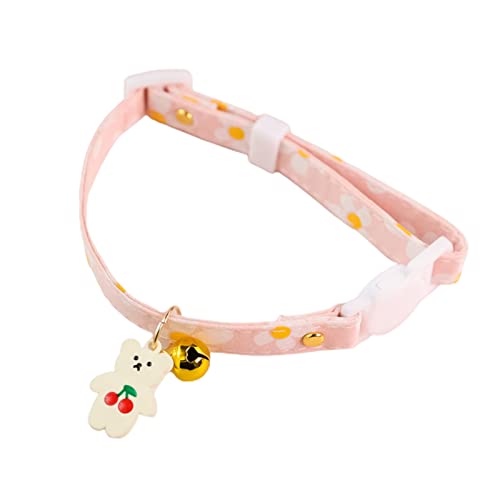 Sytaun Kätzchenhalsband Weich mit Glöckchen Mini Mode Welpen Katzen Halsband mit Glocke Haustier Zubehör Rosa A von Sytaun