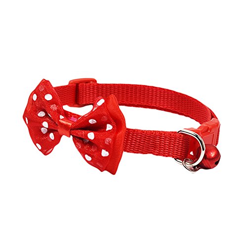 Sytaun Nettes Haustierhalsband, Katzenhundwelpen Verstellbarer Bowknot Bell Collar Party Halskette Halsriemen rot von Sytaun