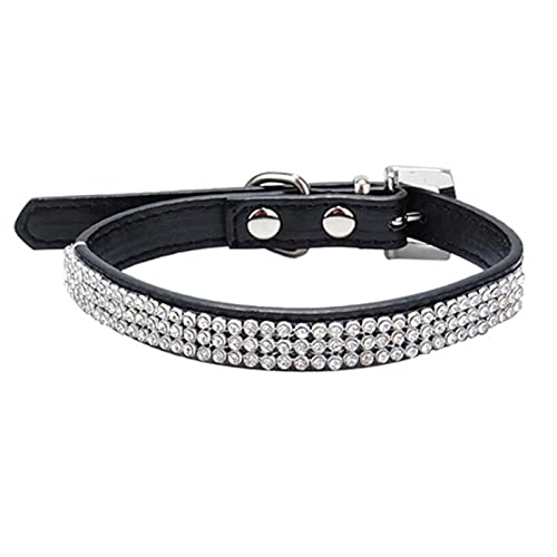 Sytaun Pet Collar stabile waschbare Faux Leder glänzende Welpen Pet Halsbänder für Kaninchen Schwarz M von Sytaun