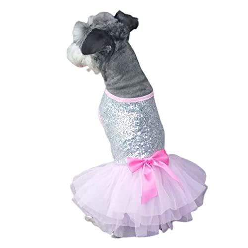 Sytaun Welpen-Prinzessinnenkleid Exquisites Atmungsaktiv Ärmellos Weiche Schleife Knoten Welpen Prinzessin Kleid für Party Rosa L von Sytaun