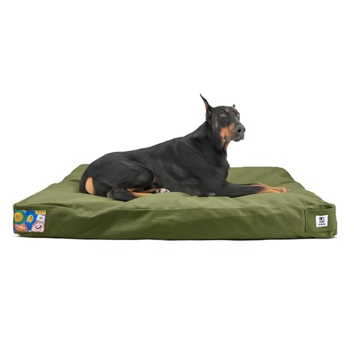 Sytopia Hundebett, 106,7 cm, kaufest, unzerstörbares Canvas-Haustierbett, Größe XL, wasserdicht, waschbar, abnehmbarer Bezug, extra großer Hund für drinnen und draußen, Haustierunterlage, Grün von Sytopia