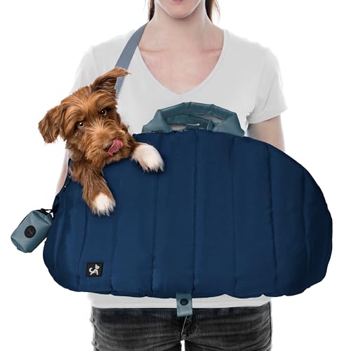 Sytopia Hundetasche Tragetasche für kleine und mittelgroße Hunde, wasserdicht und waschbar, Reise-Haustier-Geldbörse bis zu 11,3 kg, Autositz & Bett, verstellbare Leinen, Marineblau von Sytopia