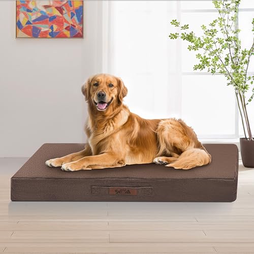 Sytopia Kaufestes Hundebett, Größe XL, für extra große Hunde, waschbar und orthopädisch, reißfest, Braun, 106,7 cm von Sytopia