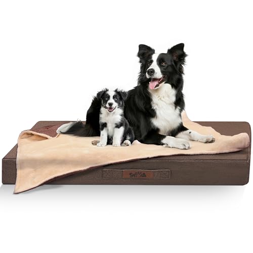 Sytopia Orthopädische Hundebetten für große Hunde mit Decke – große wasserdichte Hundebetten mit abnehmbarem, waschbarem Bezug für große Hunde, Eierkisten-Schaumstoff-Haustierbettmatte, geeignet für von Sytopia