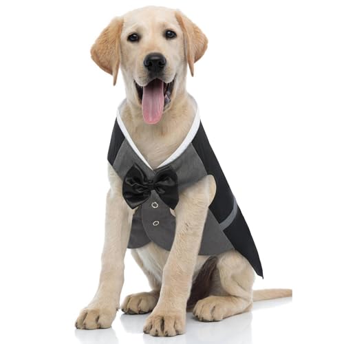 Hunde-Smoking, formelles Hunde-Fliege, Hochzeits-Outfit, sanfter Hunde-Smoking-Weste für große, mittelgroße und kleine Hunde, Hochzeitskleidung, Hemd, Welpenkleidung, Halloween, Geburtstagsparty, von T'CHAQUE