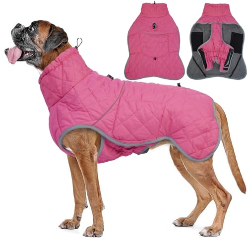 Hunde-Wintermantel, wasserdicht, winddicht, für kleine, mittelgroße und große Hunde, kaltes Wetter, Mäntel mit Geschirr, eingebauter reflektierender Rollkragen, Fleece-Jacke, verstellbarer von T'CHAQUE