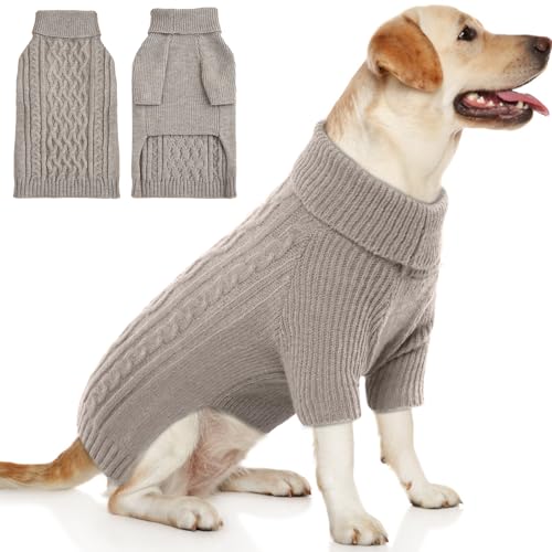 Hundepullover für große Hunde, für Mädchen und Jungen, Weihnachtspullover, klassischer Rollkragenpullover, Strickwaren, Hunde-Outfit, warme Winterkleidung für Golden Retriever, Labrador, Dobermann von T'CHAQUE